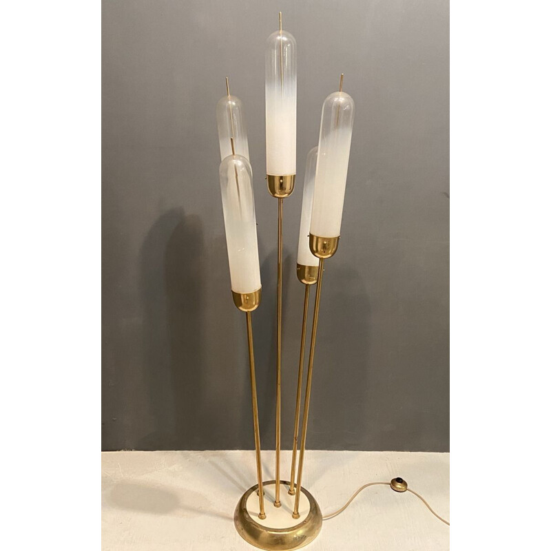 Vintage Murano Glass Brass Floor Lamp by Carlo Nason