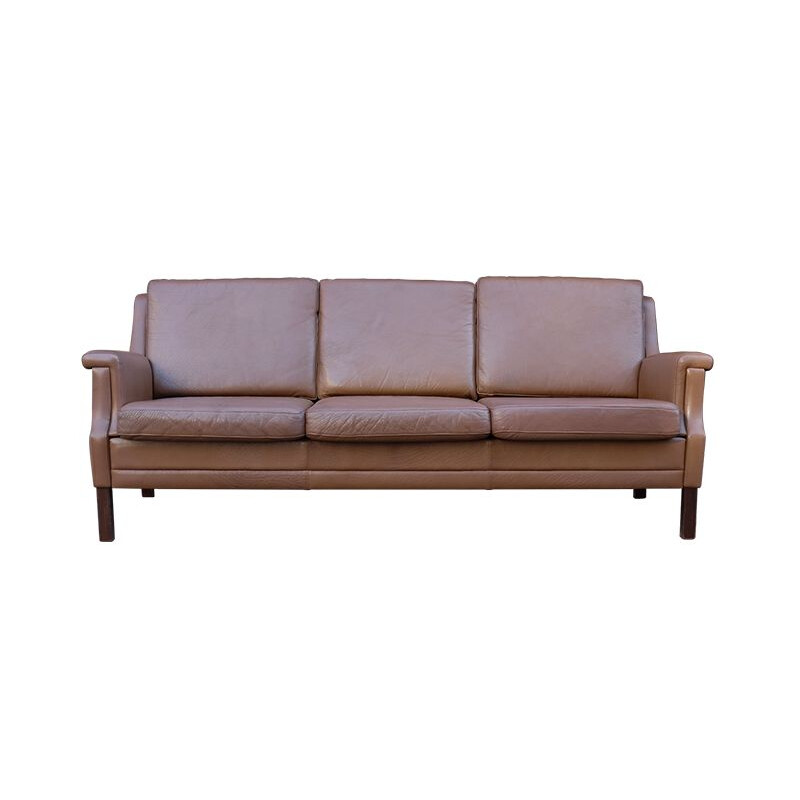Vintage brown 3-seater sofa 1950s
