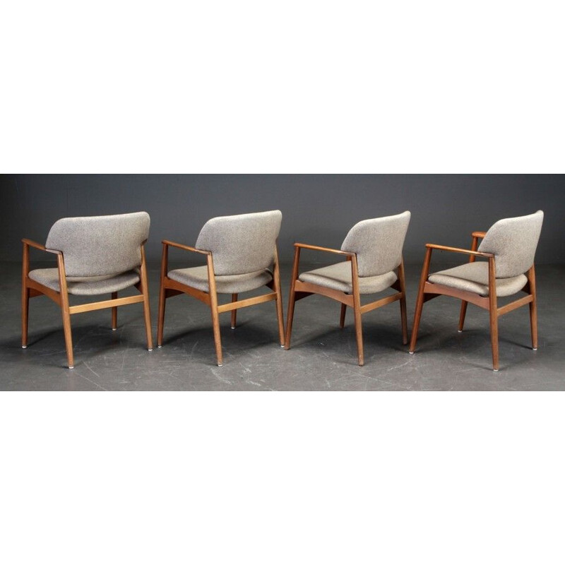 Set of 4 vintage Einar Larsen & Aksel Bender Madsen Solid Teak Armchairs 1955s