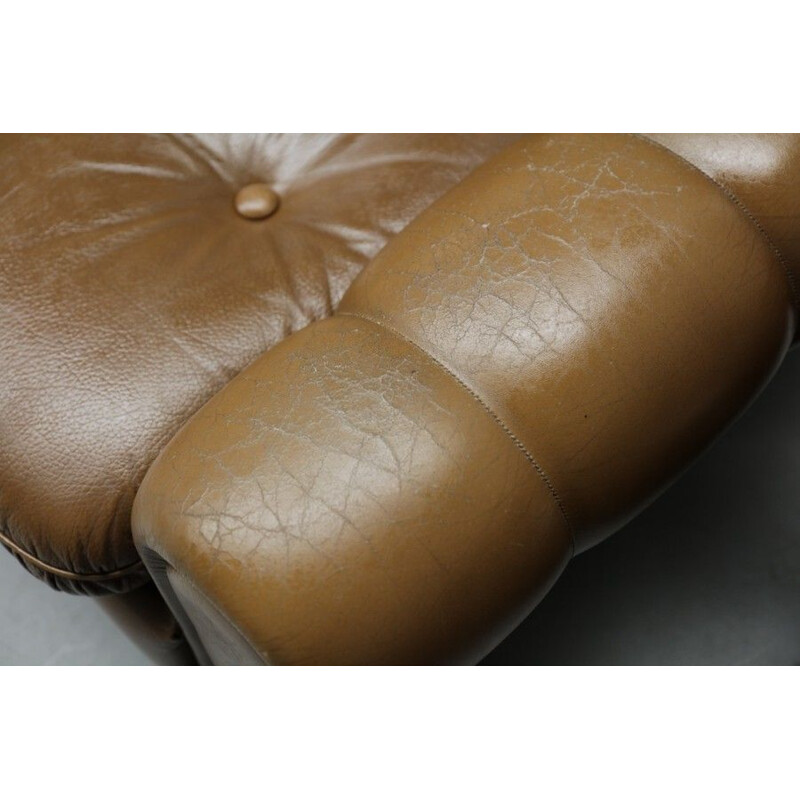 Canapé vintage en cuir avec 2 fauteuils