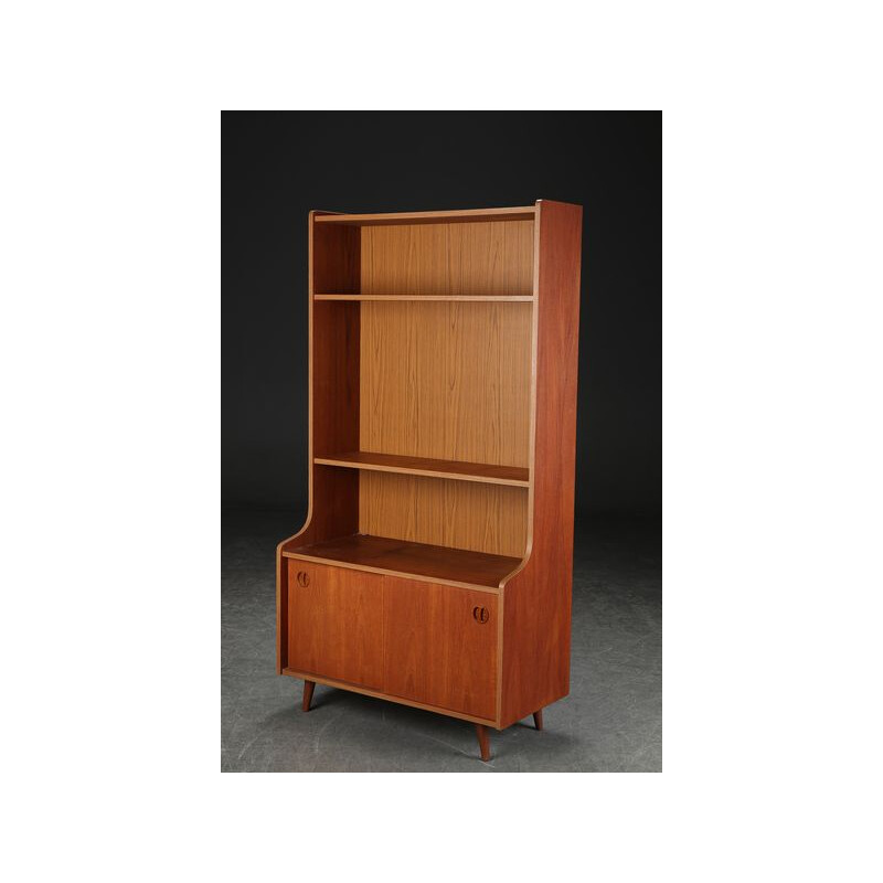 Vintage Teak Bookcase Cabinet, Danish 1960s