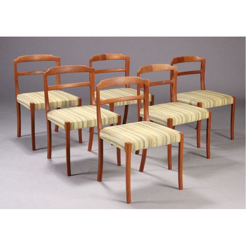 Lot de 6 chaises vintage en teck par Ole Wanscher 1960