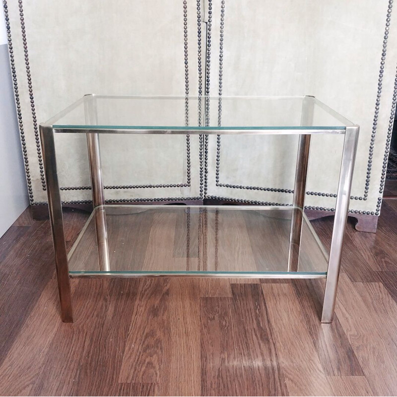Vintage Jacques Quinet side table for Maison Malabert in bronze 1960s