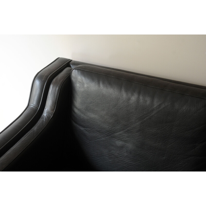 Vintage black leather sofa 1960s