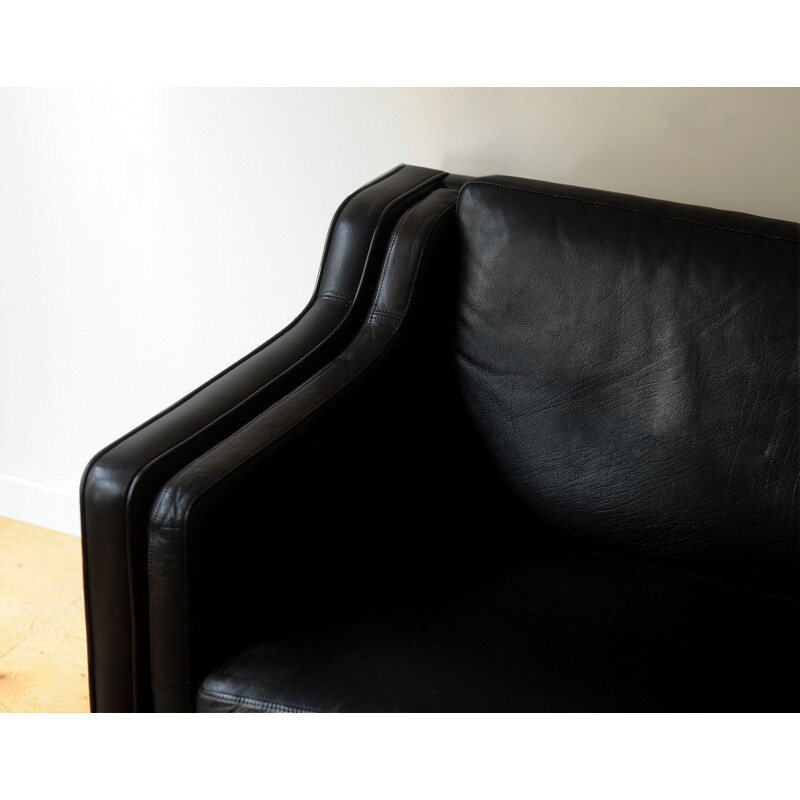 Vintage black leather sofa 1960s