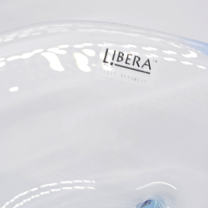 Vintage handmade glass dish libera, Czechoslovakia 1970