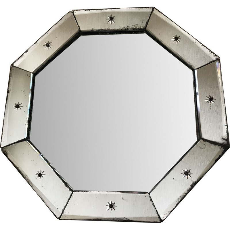 Vintage Venetian octagonal mirror 1940