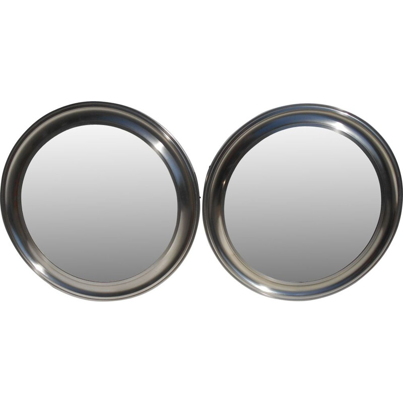 Pair of vintage silver mirrors, Italy 1960