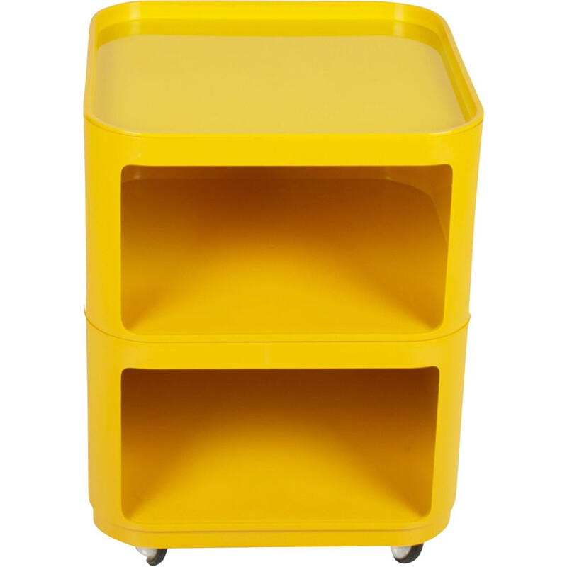 Modulaire jaune vintage par Anna Castelli Ferrieri pour Kartell avec 4 roues pivotantes