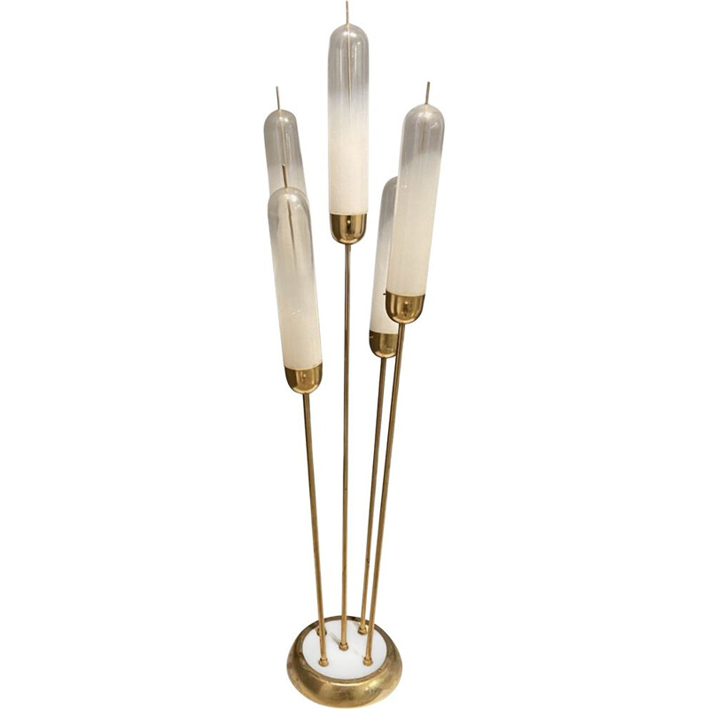 Vintage Murano Glass Brass Floor Lamp by Carlo Nason