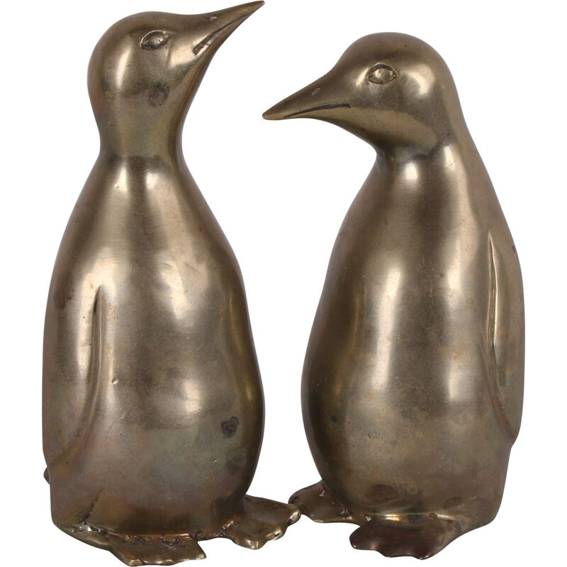 Paire de Pinguins vintage en laiton, Scandinavie 1960