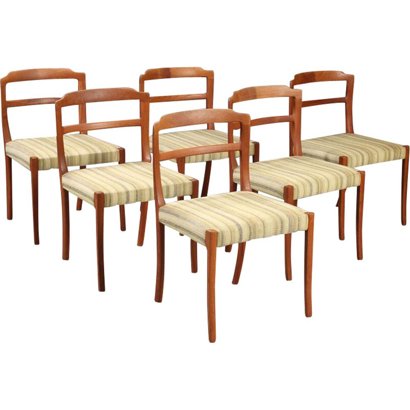 Set of 6 vintage Teak Dining Chairs By Ole Wanscher 1960s