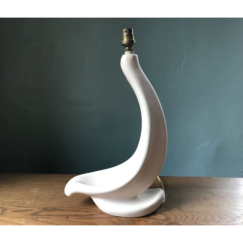 Vintage white ceramic zoomorphic lamp by Louis Giraud for Vallauris 1950s