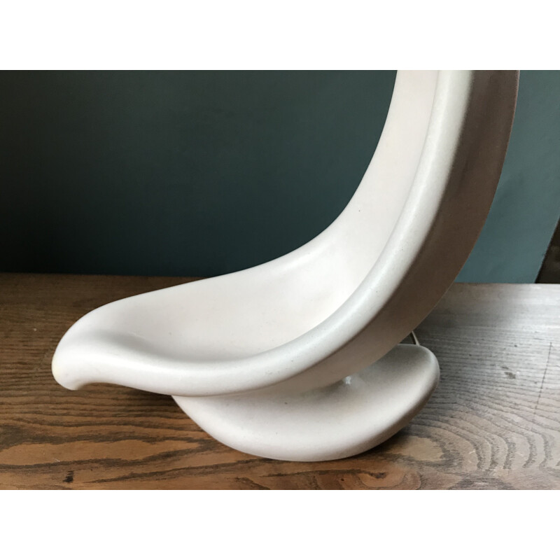 Vintage white ceramic zoomorphic lamp by Louis Giraud for Vallauris 1950s