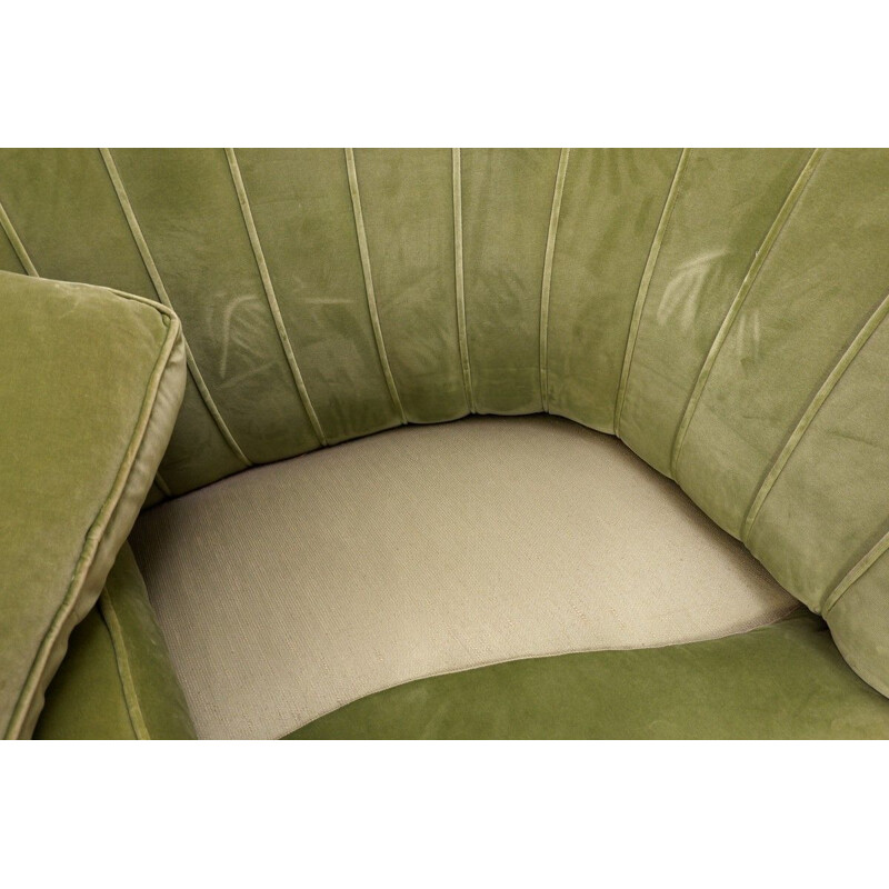 Canapé vintage 2 places en velours vert d'origine
