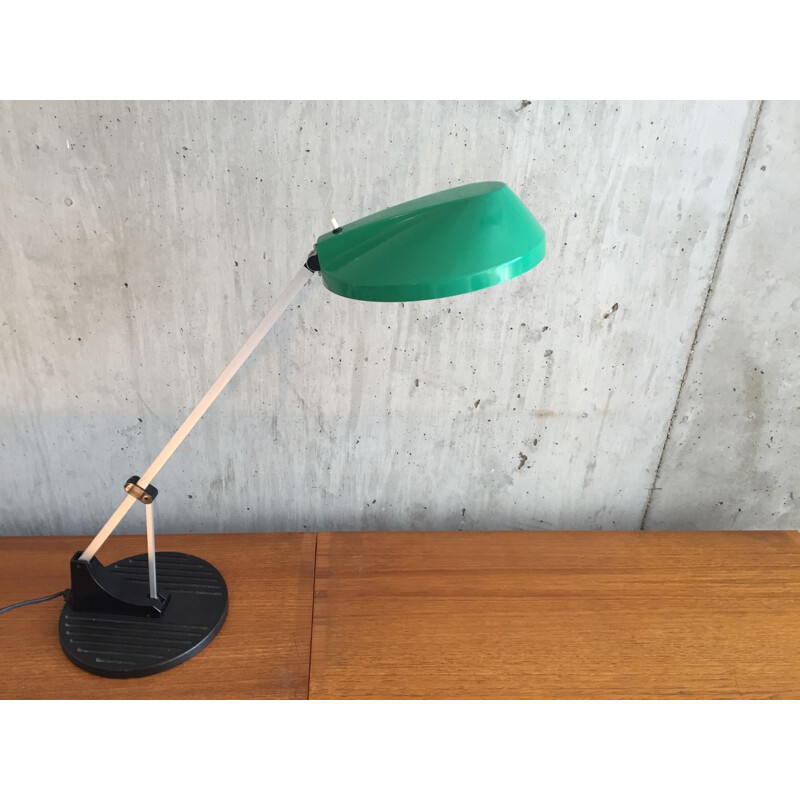 Anglepoise green desk lamp in iron and plastic - 1970s