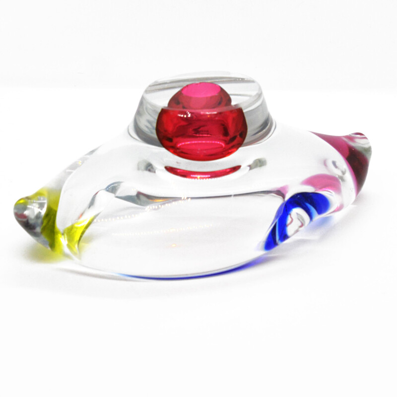 Vintage glass ashtray by Oldrich Lipa and L. Metelak for Mstisov, Czechoslovakia 1980