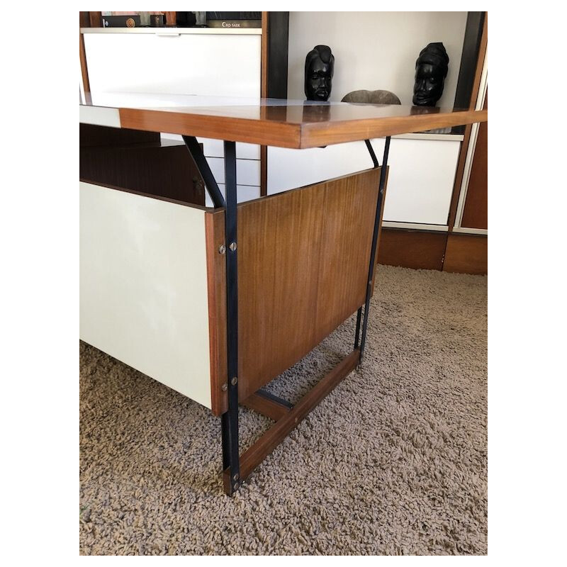 Vintage mahogany desk Ico Parisi M.I.M. Edition 1950s