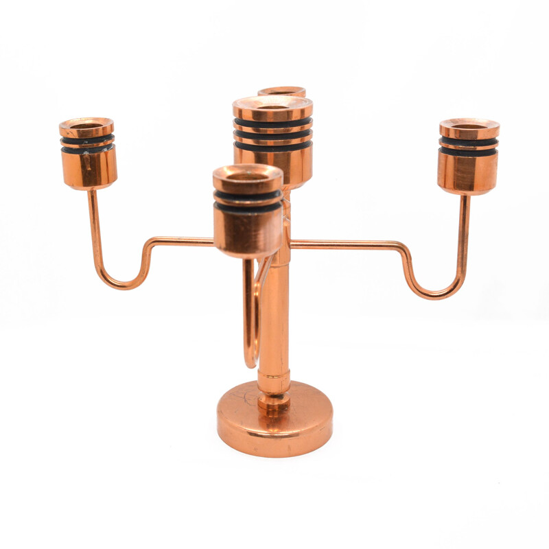 Vintage Copper five-arm candlestick, Denmark 1960s