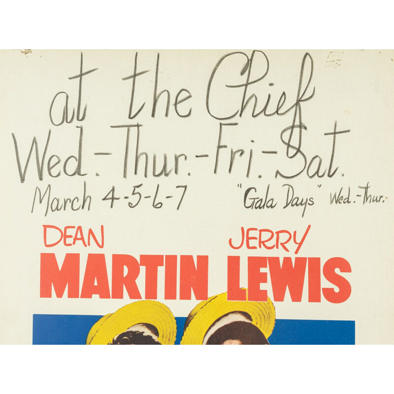 Cartão da janela Vintage "The Stooge" de Dean Martin e Jerry Lewis, 1952