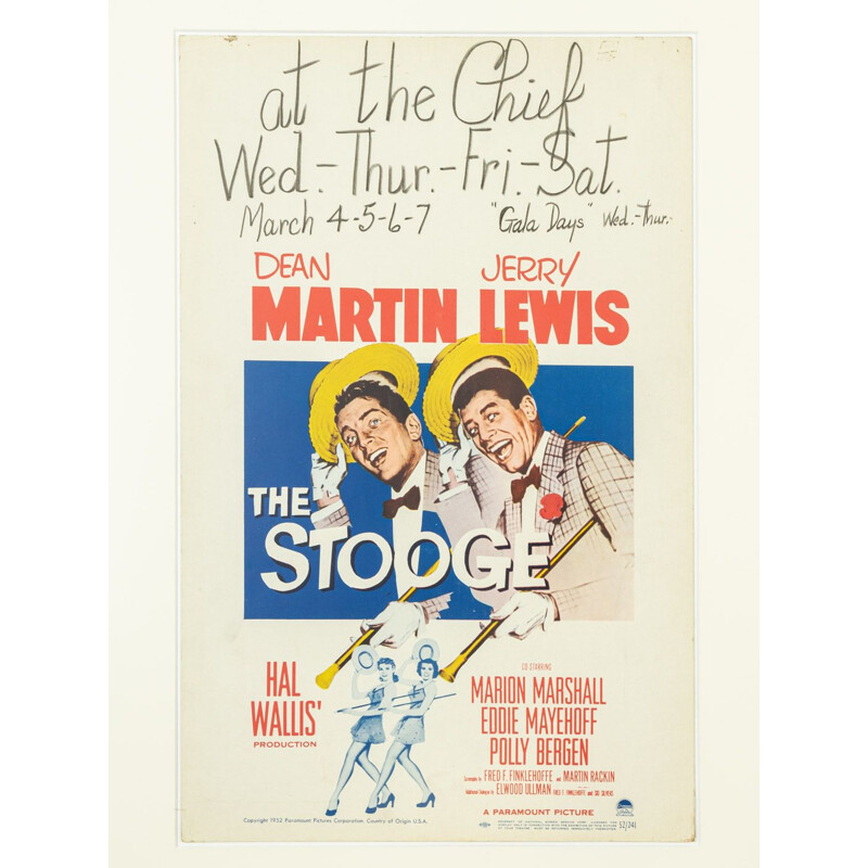Cartão da janela Vintage "The Stooge" de Dean Martin e Jerry Lewis, 1952