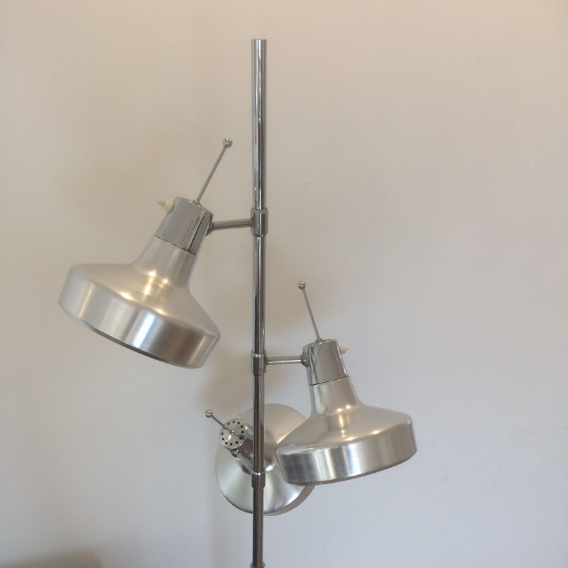 Lámpara de pie modernista vintage con 3 focos de Etienne Fermigier para Monix, Francia 1965