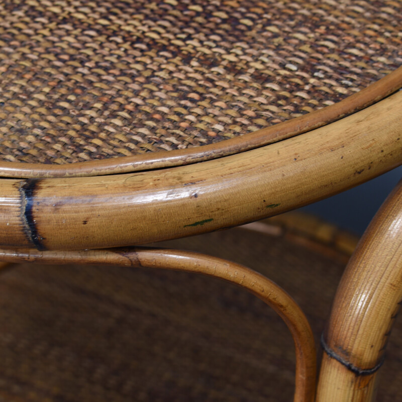 Vintage "french Riviera" Bamboo and Rattan Bart cart, France 1960s