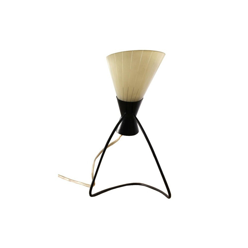 Napako table lamp in glass and black lacquered metal, Josef HURKA - 1950s