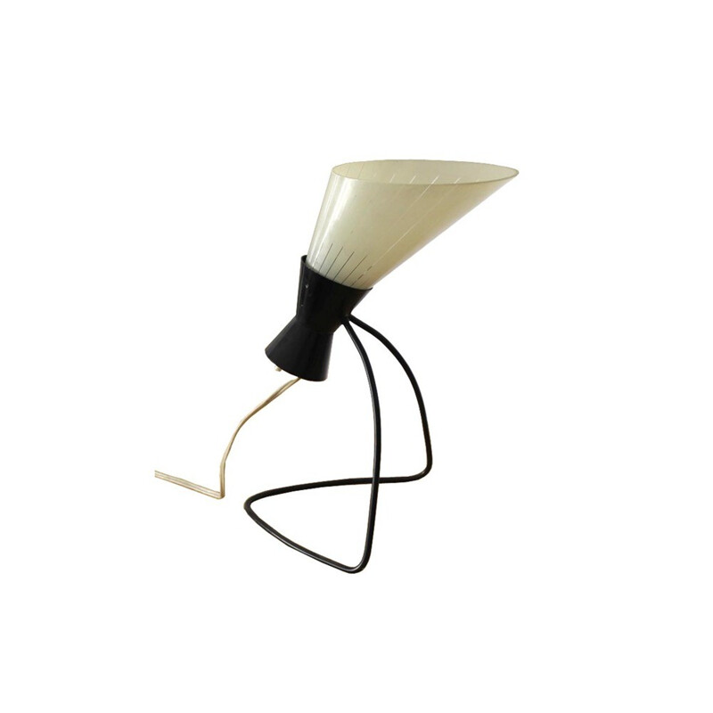 Napako table lamp in glass and black lacquered metal, Josef HURKA - 1950s