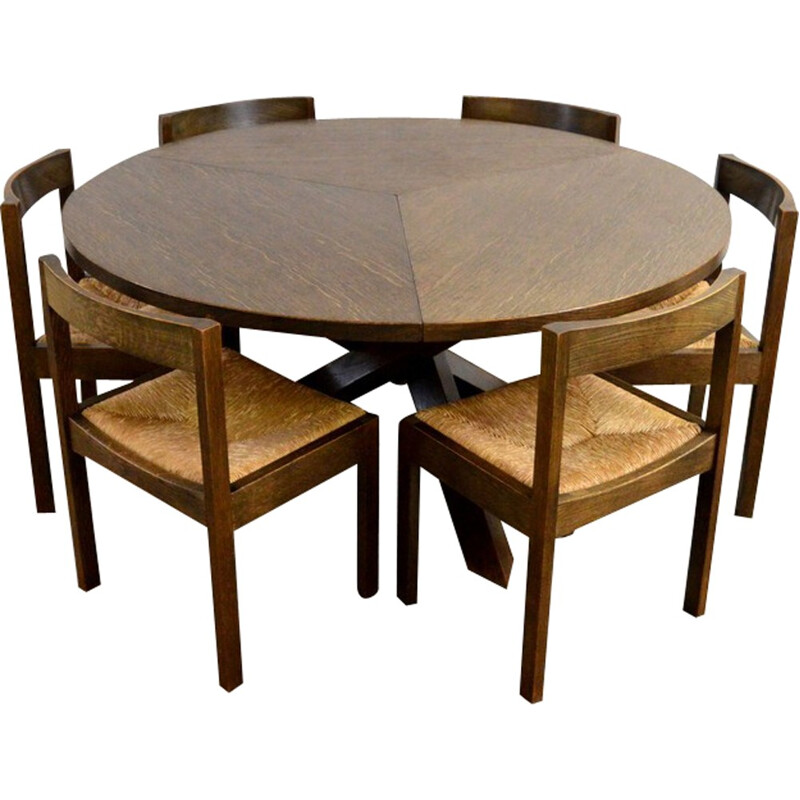 Table and its 6 chairs in wenge wood, Martin VISSER - 1960s