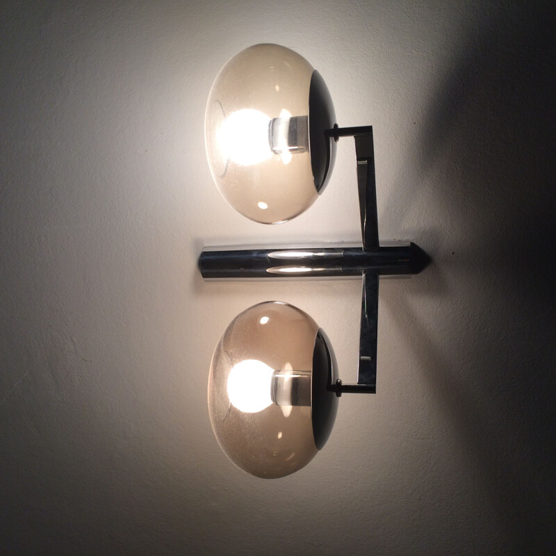 Vintage Gaetano Sciolari's double-light wall lamp for Amilux, Italy 1970s