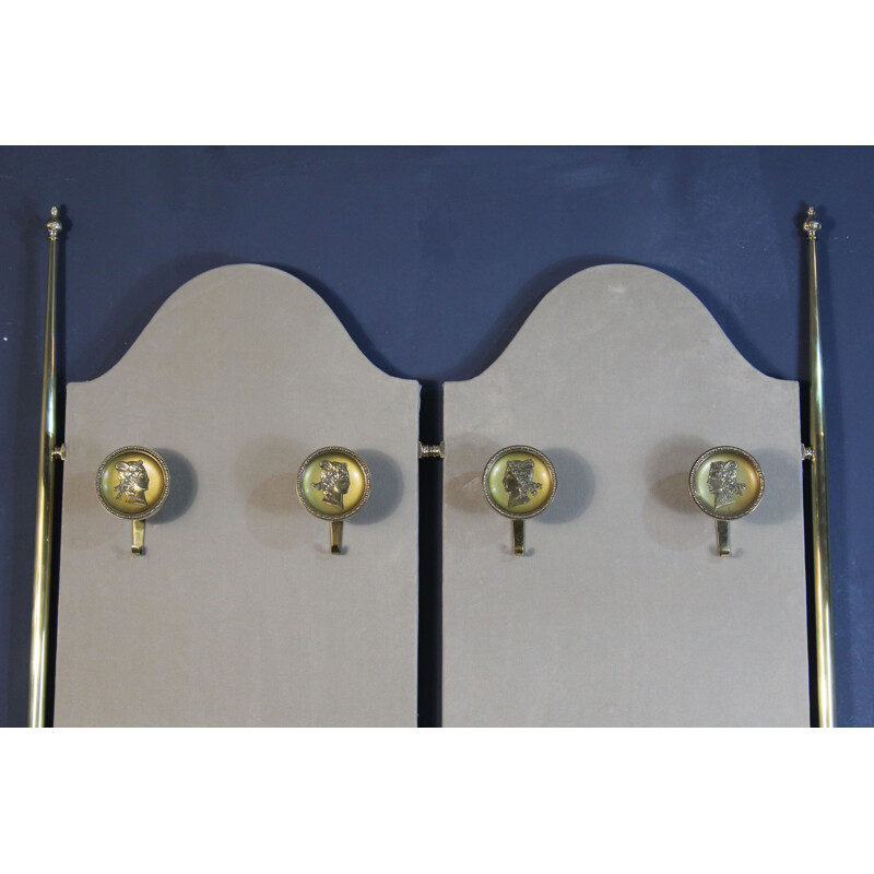 Vintage Coat hanger in brass and velvet, Italy 1950s