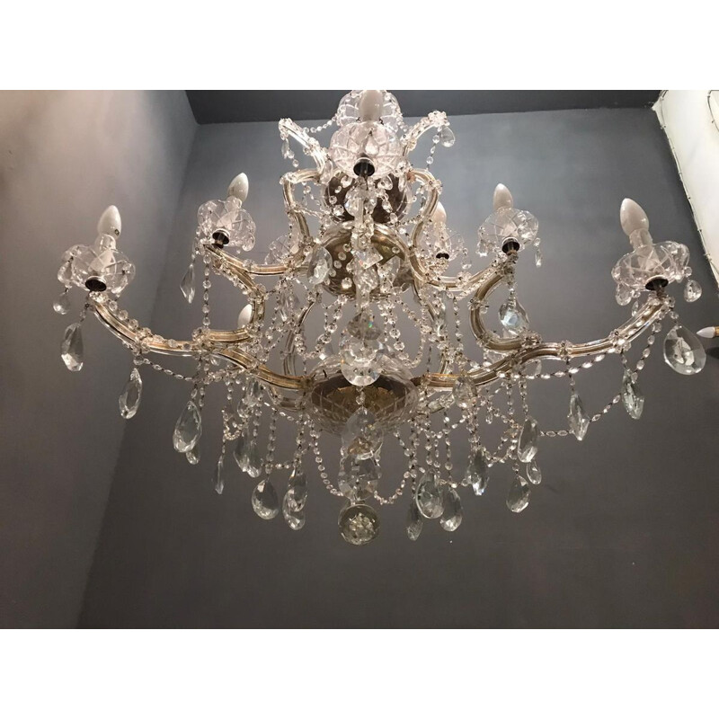 Vintage Murano crystal chandelier, Italy 1950