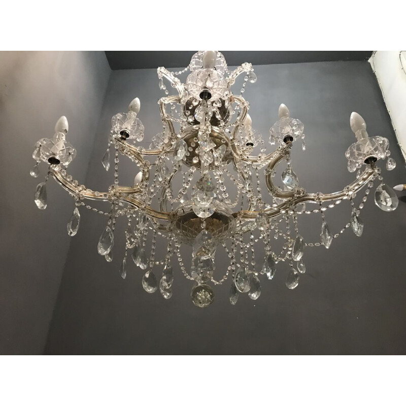 Vintage Murano crystal chandelier, Italy 1950