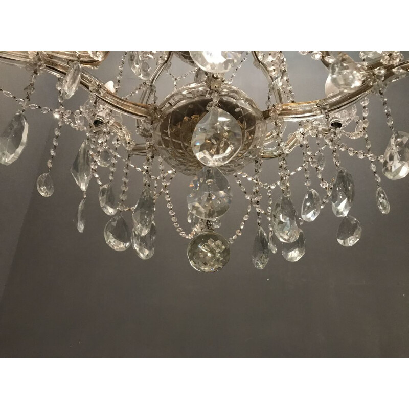 Vintage Murano crystal chandelier, Italy 1950
