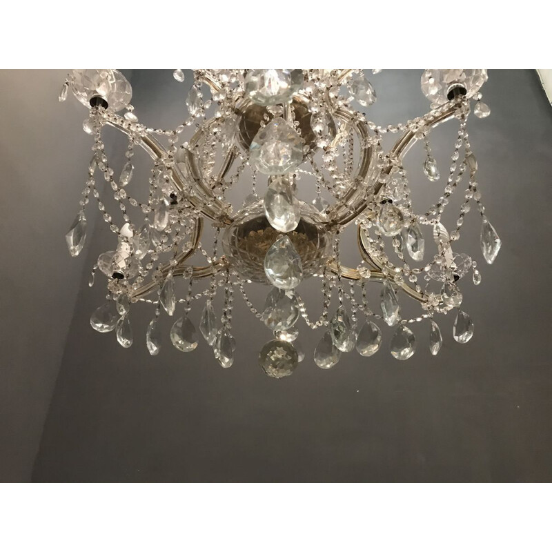 Vintage Murano crystal chandelier, Italy 1950