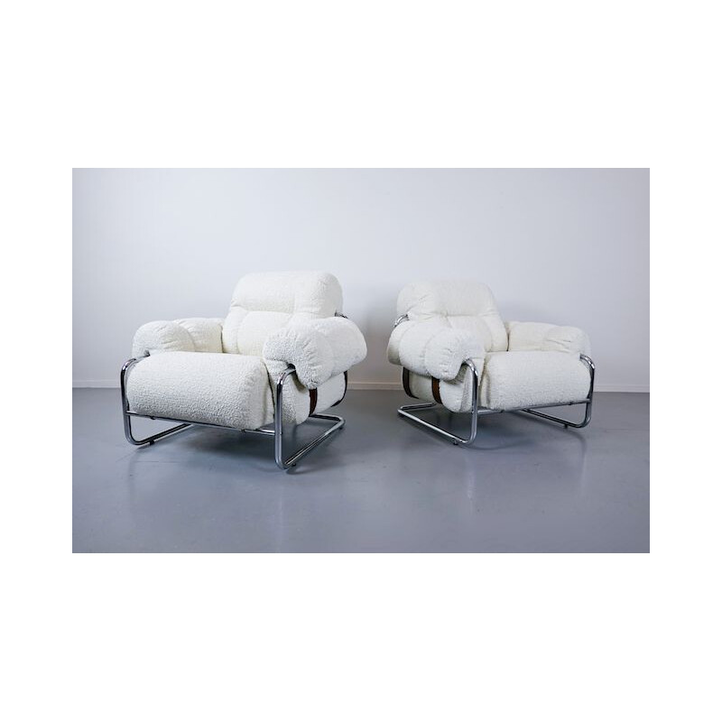Pair of vintage "Tucroma" Armchairs by Guido Faleschini for Mariani, Italian 1970s