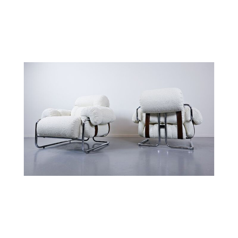 Pair of vintage "Tucroma" Armchairs by Guido Faleschini for Mariani, Italian 1970s