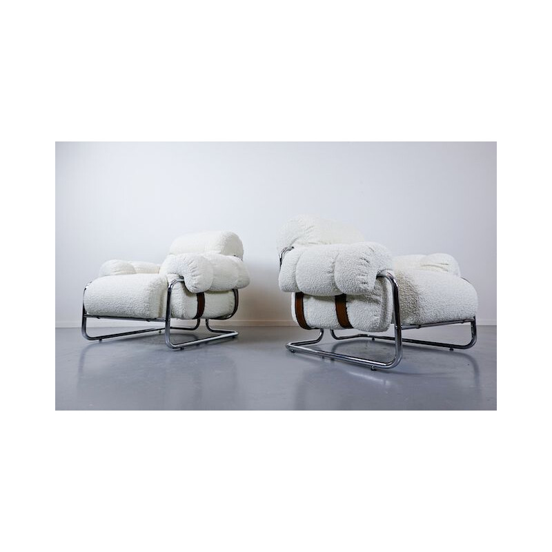 Pair of vintage "Tucroma" Armchairs by Guido Faleschini for Mariani, Italian 1970s