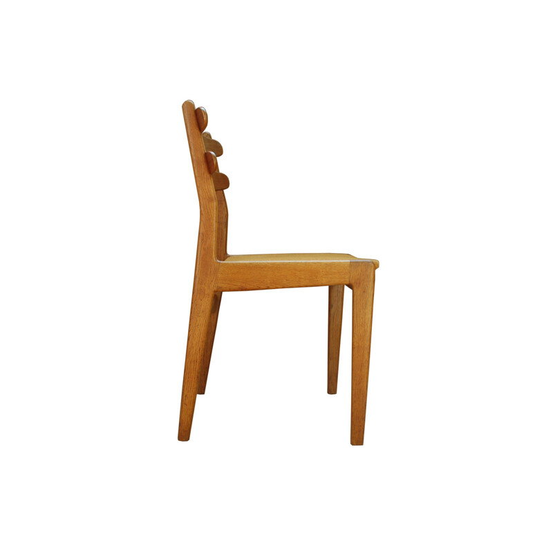 Set of 6 Danish dining chairs in teak and yellow fabric - 1960s