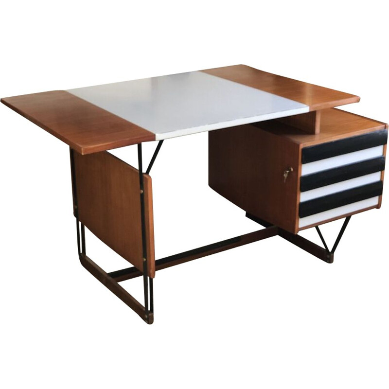 Vintage mahogany desk Ico Parisi M.I.M. Edition 1950s