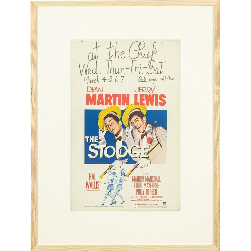 Tarjeta de escaparate vintage "The Stooge" de Dean Martin y Jerry Lewis, 1952