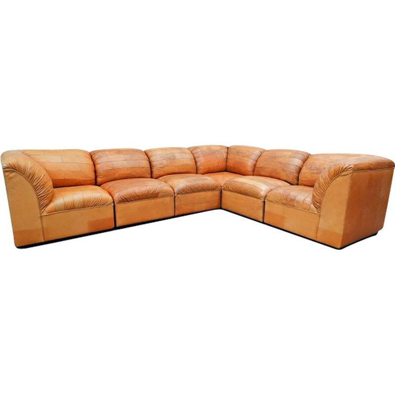 Large vintage Leather Sofa, 1960s