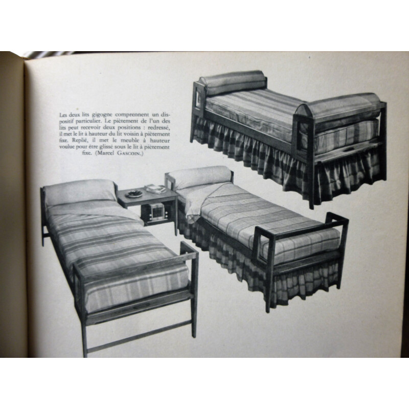 Pair of French beds in metal and oakwood, Marcel GASCOIN - 1950s