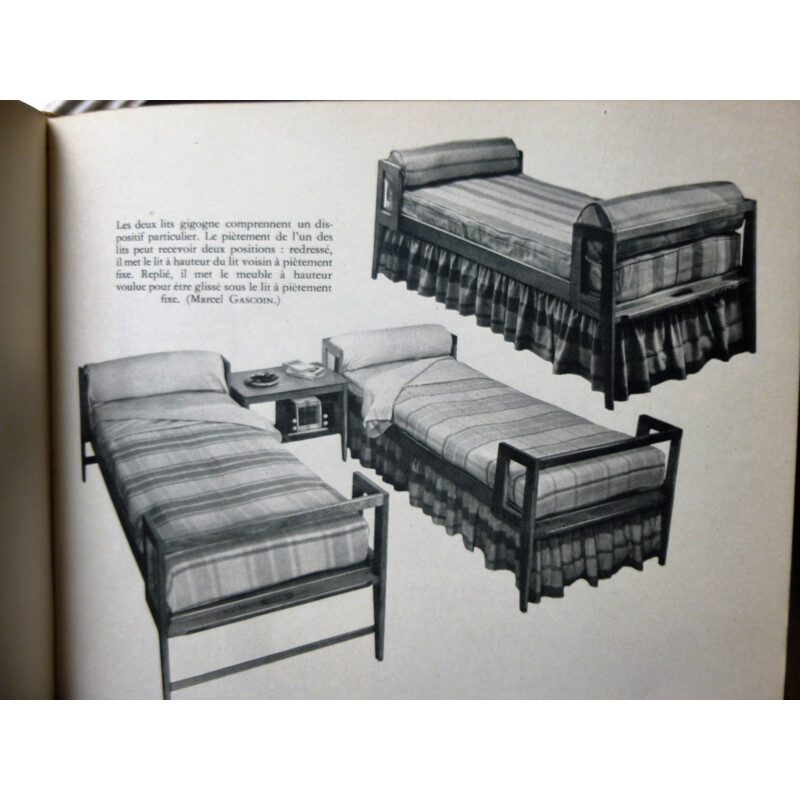 Paire de lits français en chêne et métal, Marcel GASCOIN - 1950