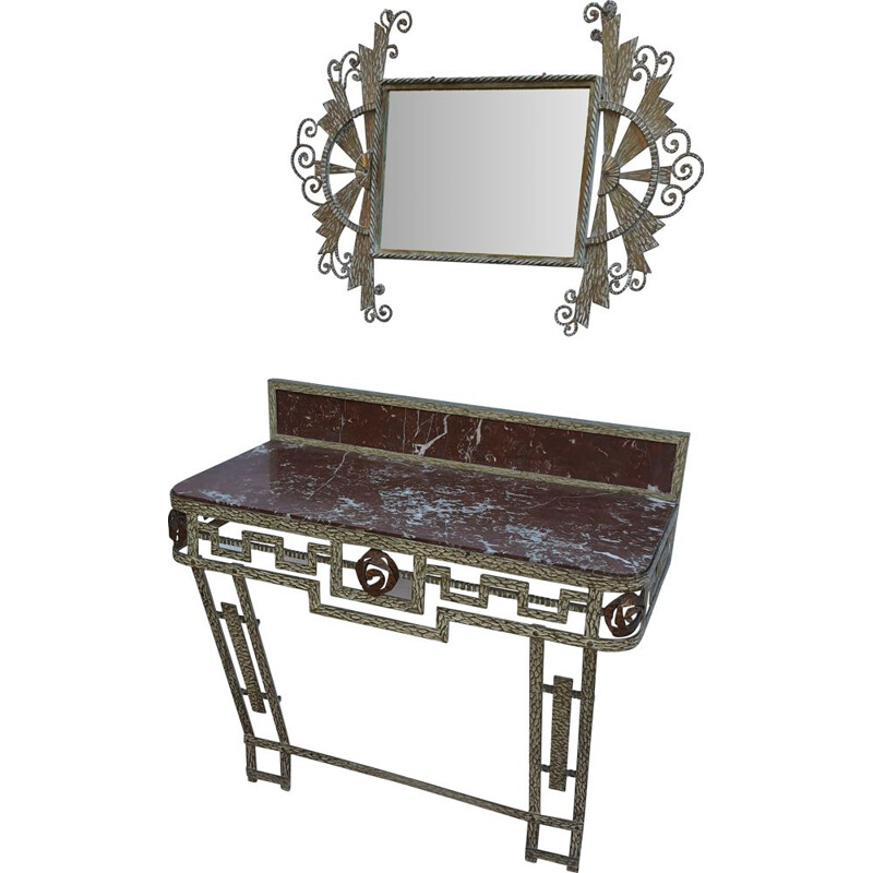 Vintage Wrought iron console and mirror