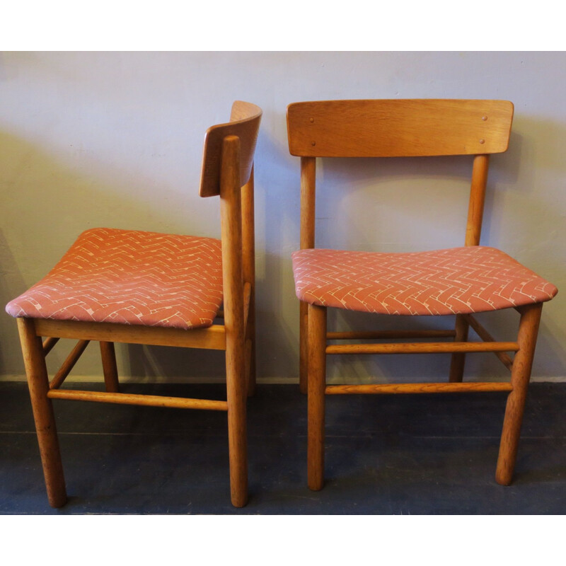 Pair of vintage Elm J39 Side Chairs by Borge Mogensen for Farstrup Mobler 1950s