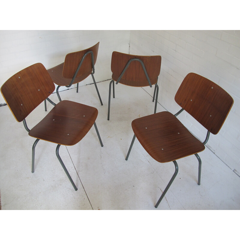 Set of 4 Industrial dining chairs, Kho LIANG IE - 1960s