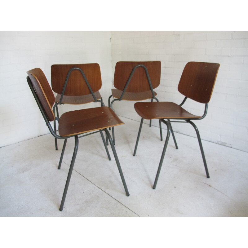 Set of 4 Industrial dining chairs, Kho LIANG IE - 1960s