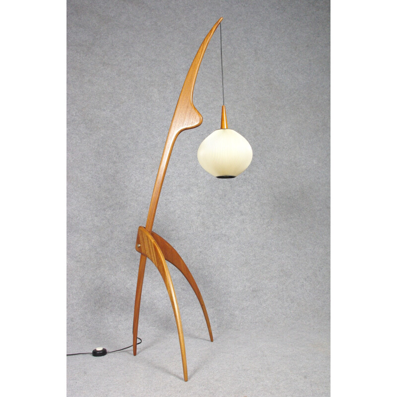 "Mante Religieuse" floor lamp in mahogany, Jean RISPAL - 1950s